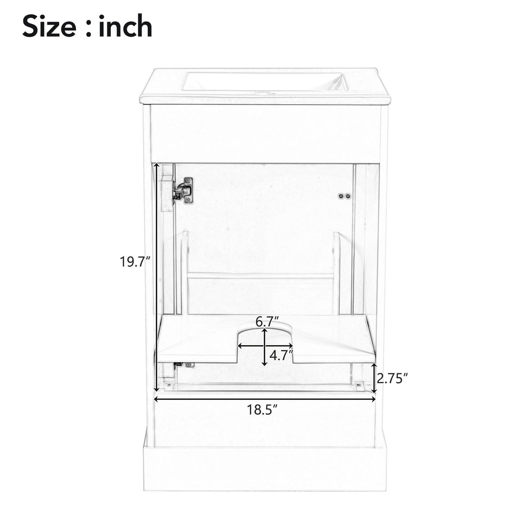 Elegant Bathroom Vanity with Ceramic Sink and Soft-Close Door - Multiple Colors
