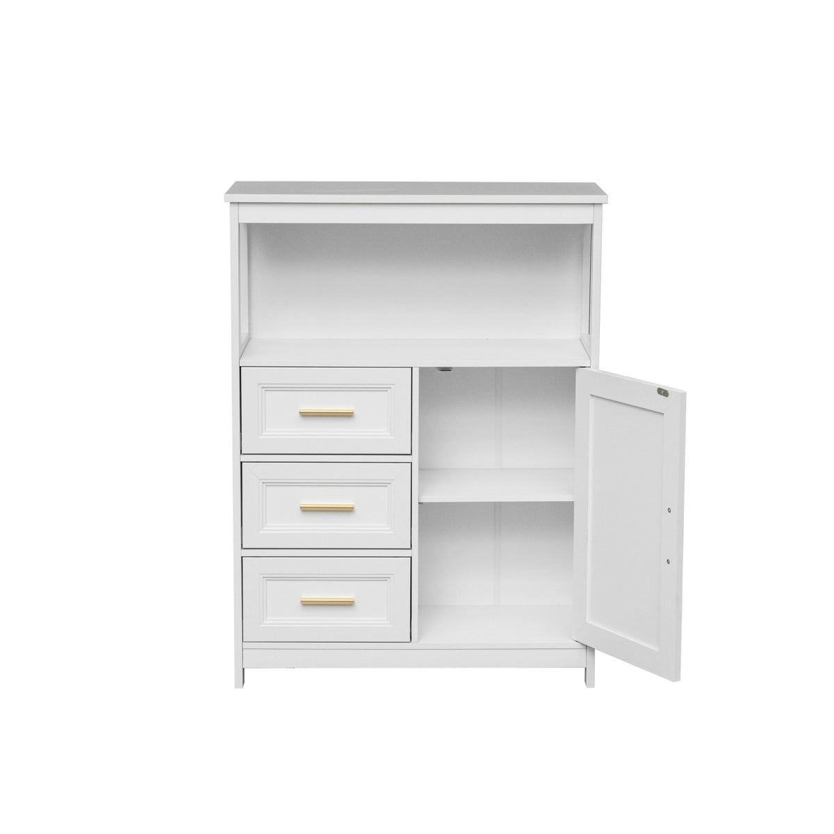 Modern Kitchen Storage Cabinet with 3 Drawers and 1 Door - White