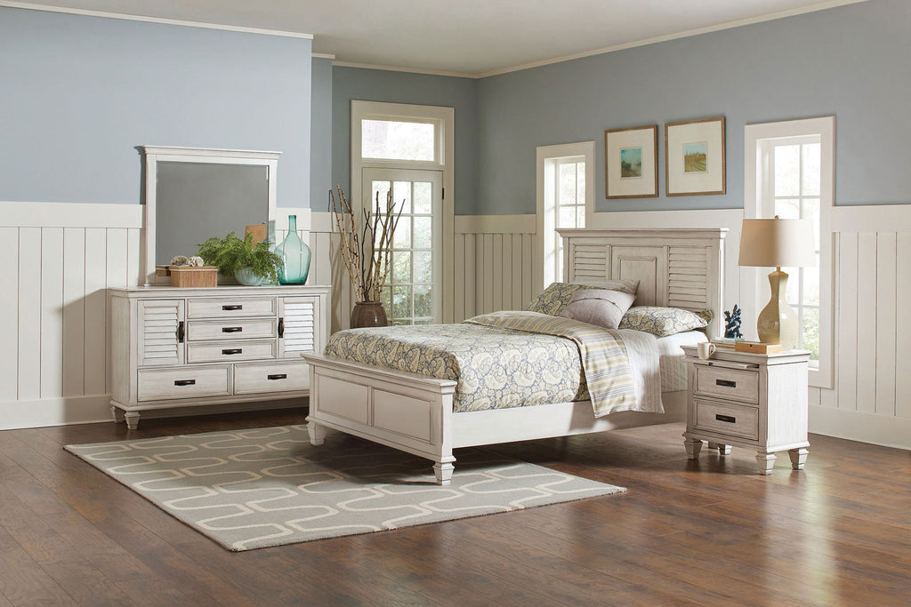 Franco 4-piece Eastern King Bedroom Set Distressed White