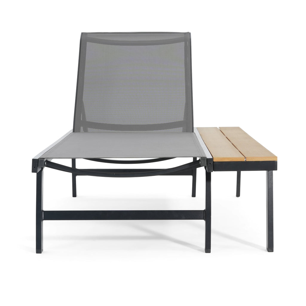 Waterloo Chaise Lounge Set with Attached Wood Side Table - Set of 2