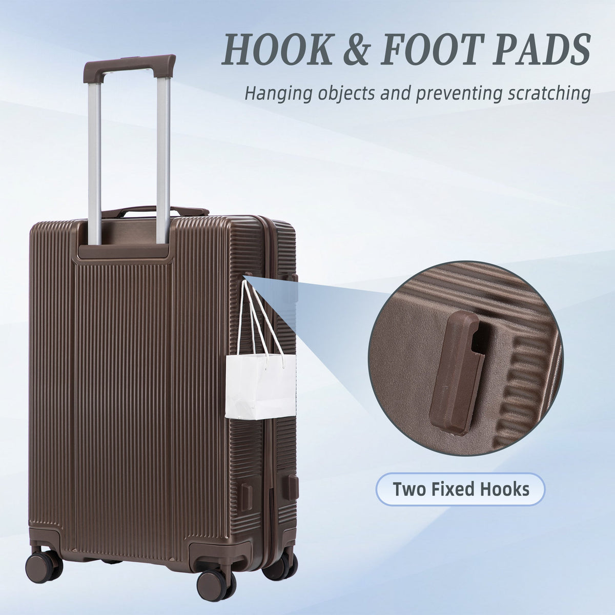 3 Piece ABS Hard Case Luggage Set with Spinner Wheels - Brown
