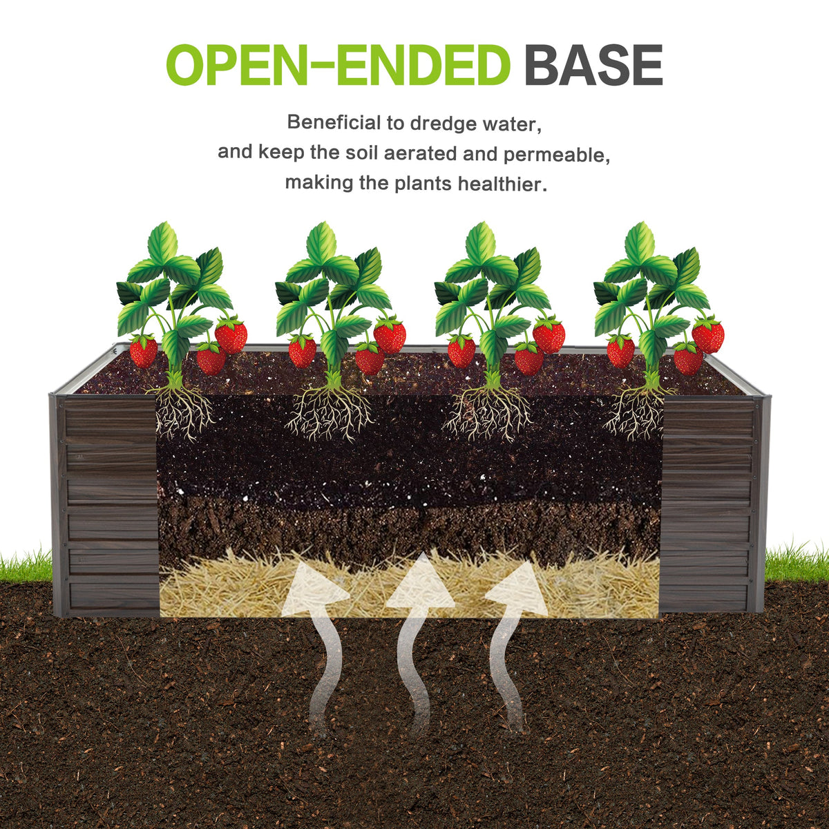 Metal Raised Garden Bed Kit 2-Pack with Open Drainage - Walnut