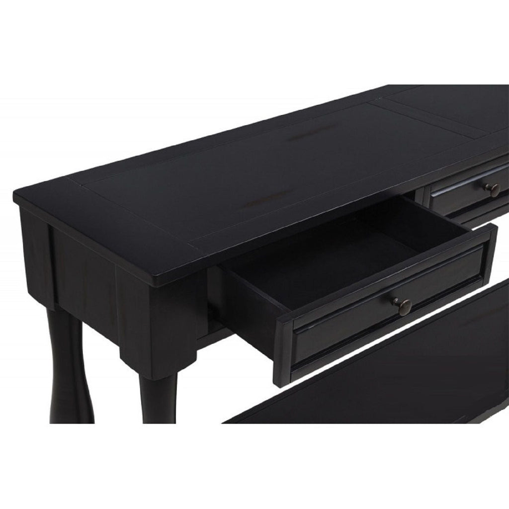 Long Console Table with Drawers and Shelf - Dark Brown or Blue