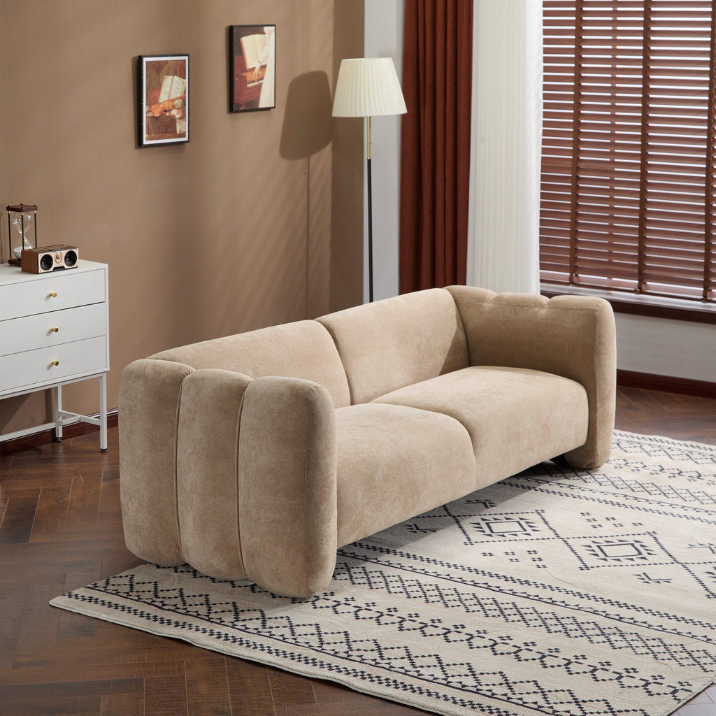 83" Velvet 3-Seater Sofa with Wave Design - Blue