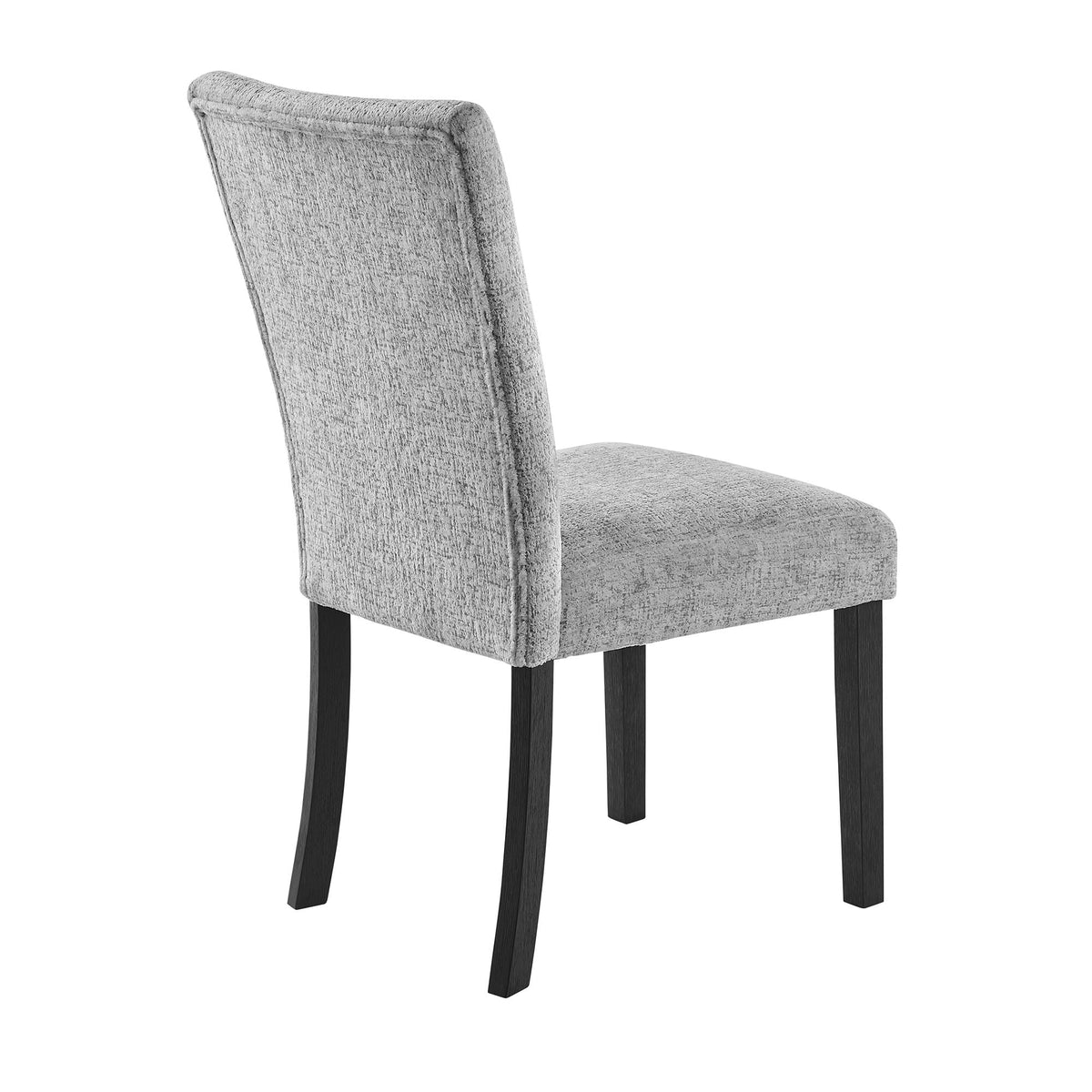 Gray Dining Chair Set with Solid Back - Fabric Upholstery