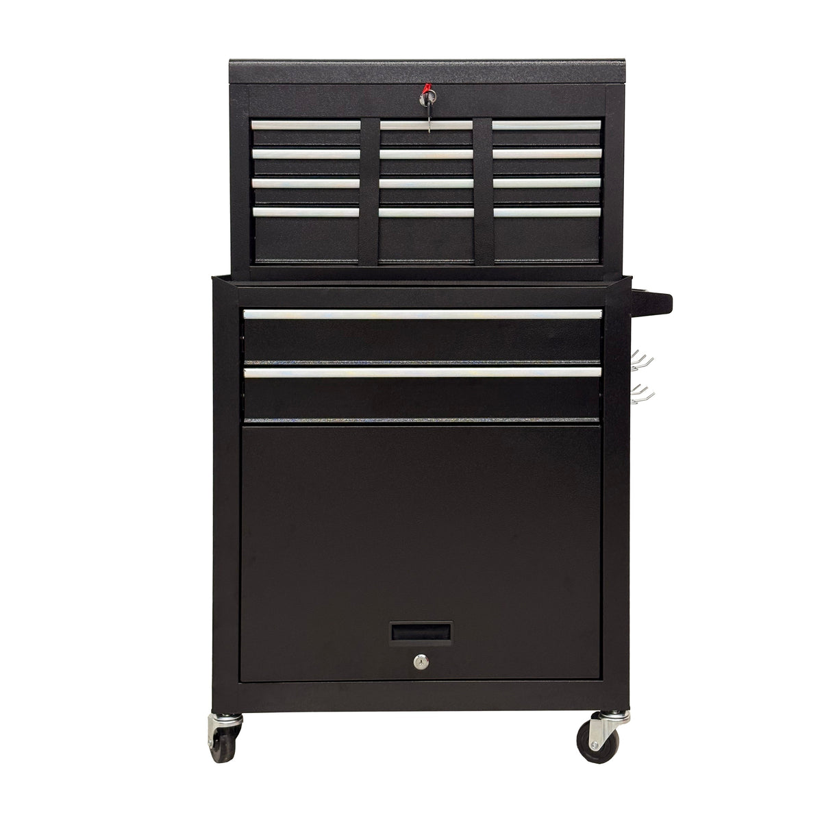 8-Drawer High-Capacity Rolling Tool Chest with Lockable Wheels - Black