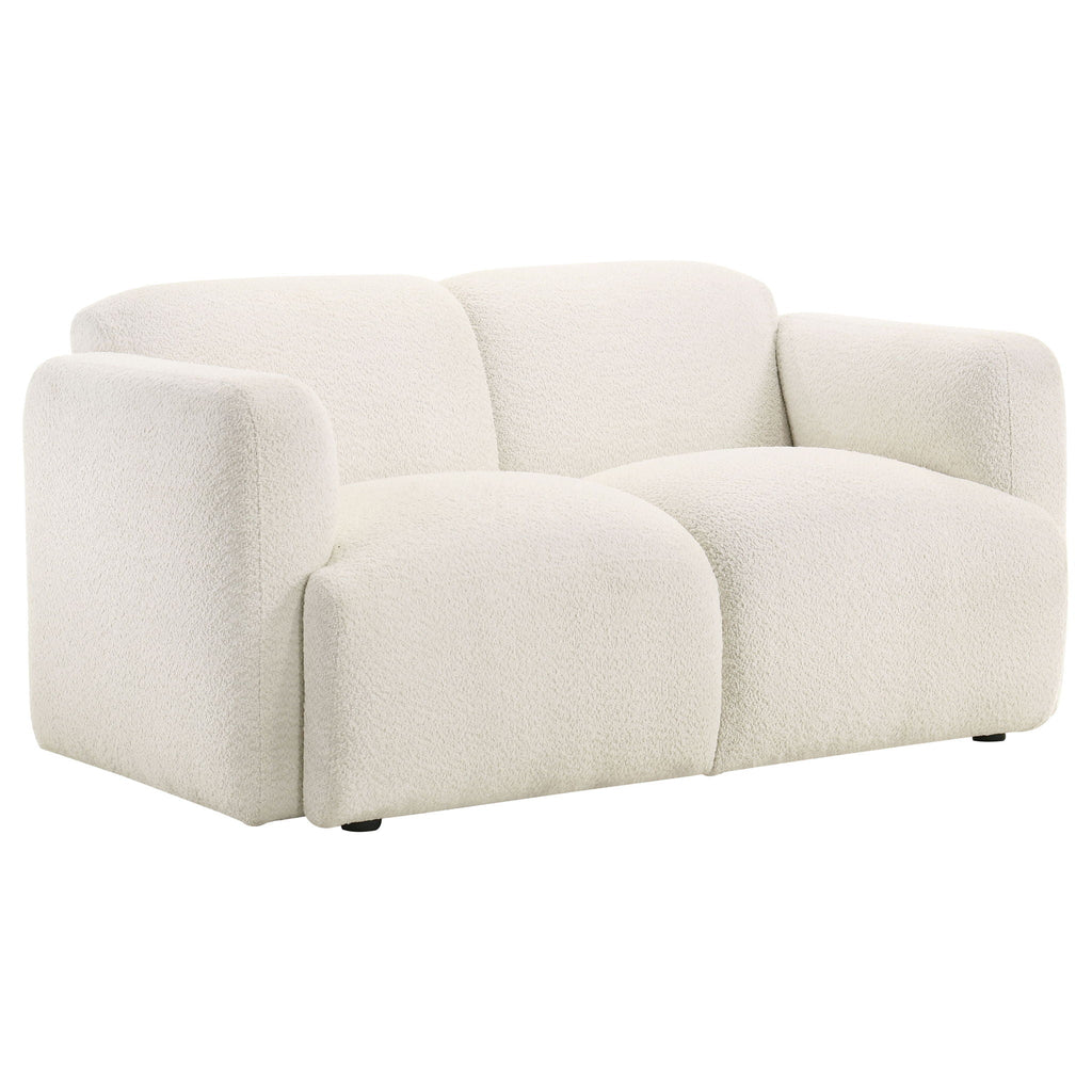 Dorset Fabric Upholstered Round Track Arm Loveseat White