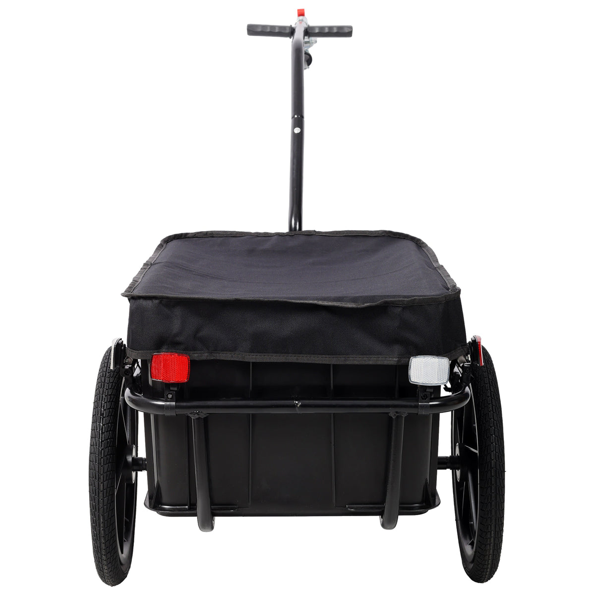 Bike Cargo Trailer with Support Bar and Waterproof Cover - Black