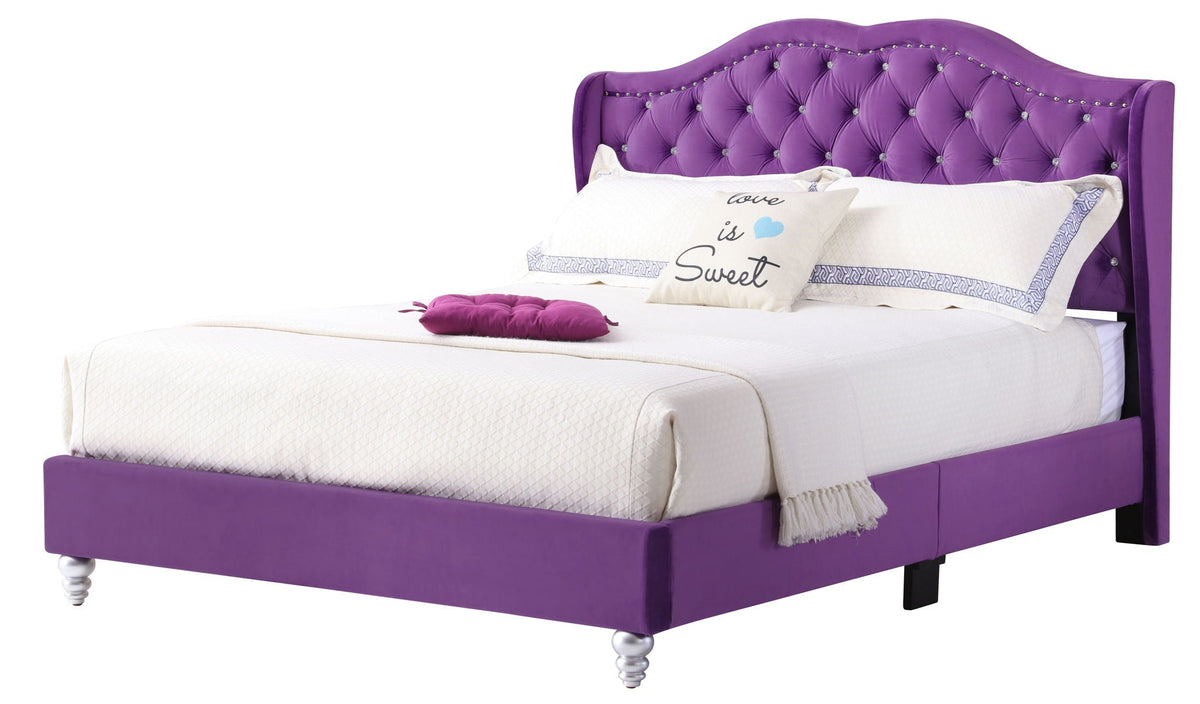 Transitional Upholstered Bed with Jewel Tufting – Multiple Colors