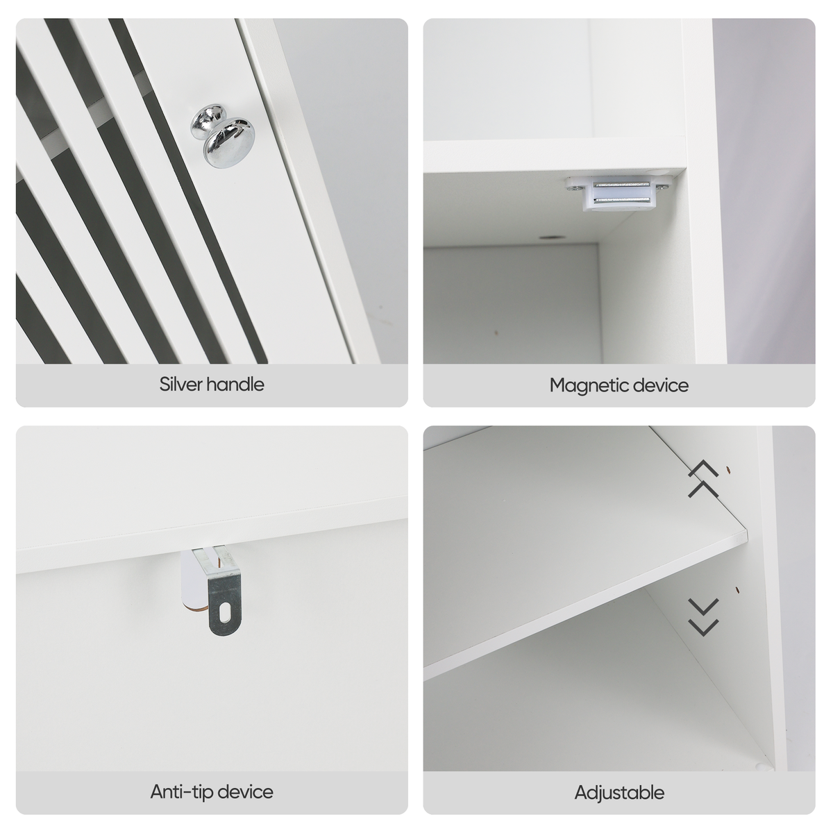 Bathroom Low Cabinet with Louvered Door - Particle Board & MDF, White