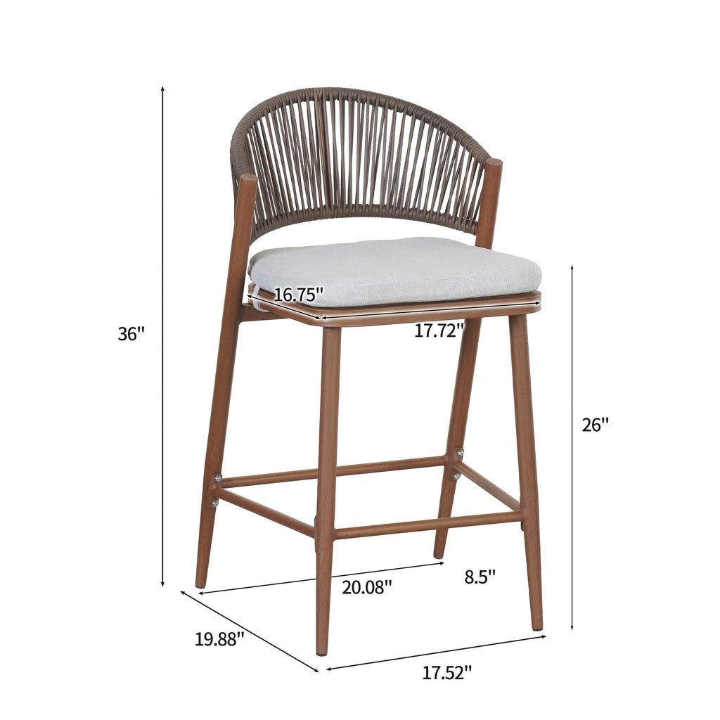 Outdoor 26" Counter Height Metal Frame Counter Stools
