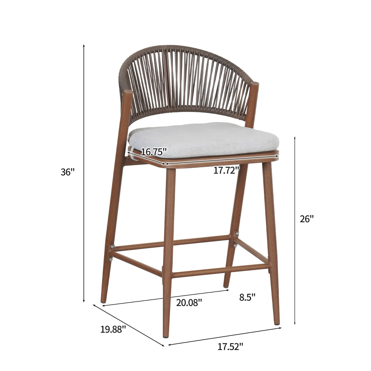 Outdoor 26" Counter Height Metal Frame Counter Stools