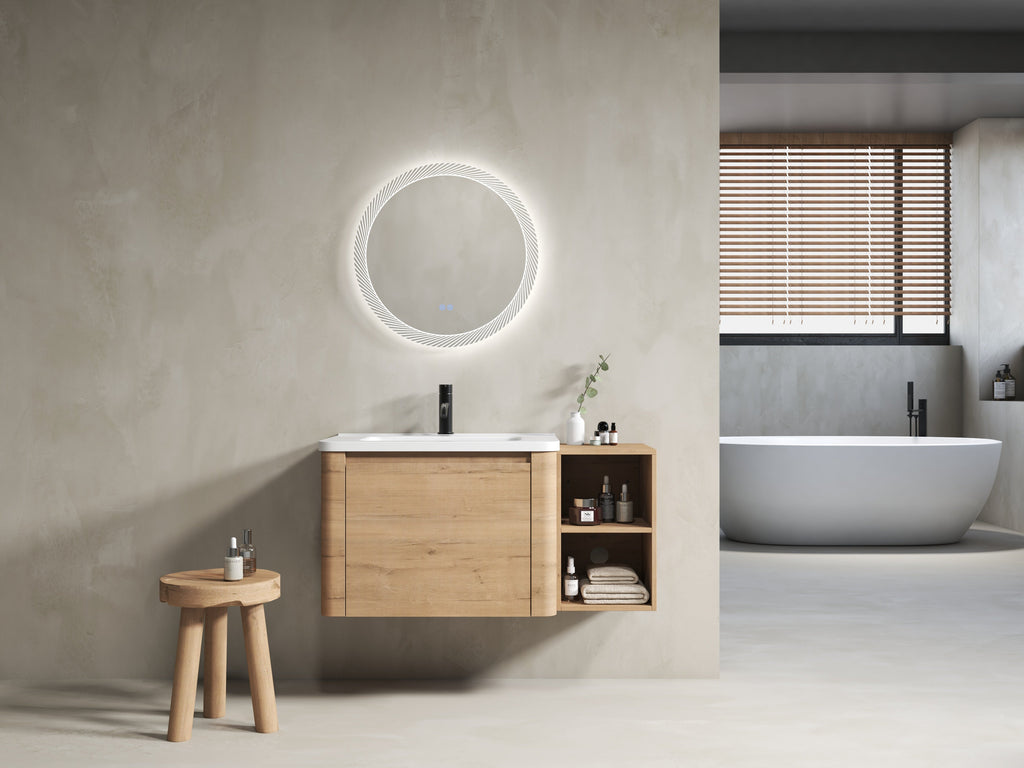 40'' Wall-Mounted Bathroom Vanity with Storage - Plywood