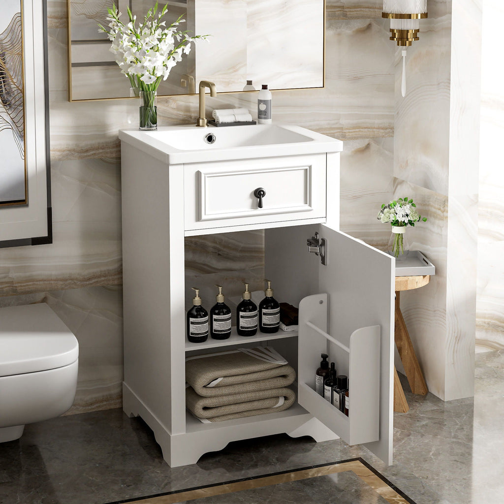 Elegant Bathroom Vanity with Ceramic Sink and Soft-Close Door - Multiple Colors
