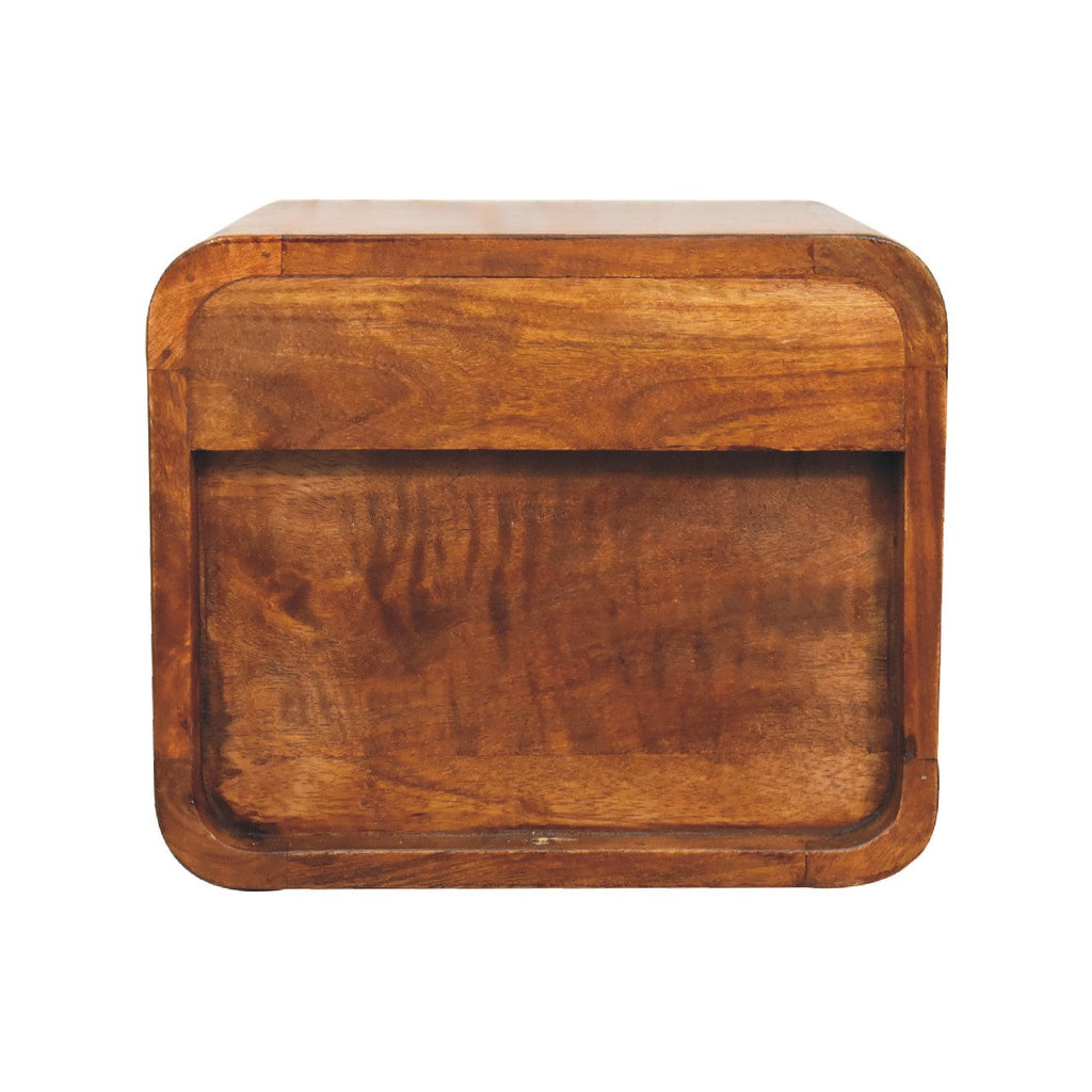 Solid Wood Floating Mini Nightstand with Two Drawers - Chestnut