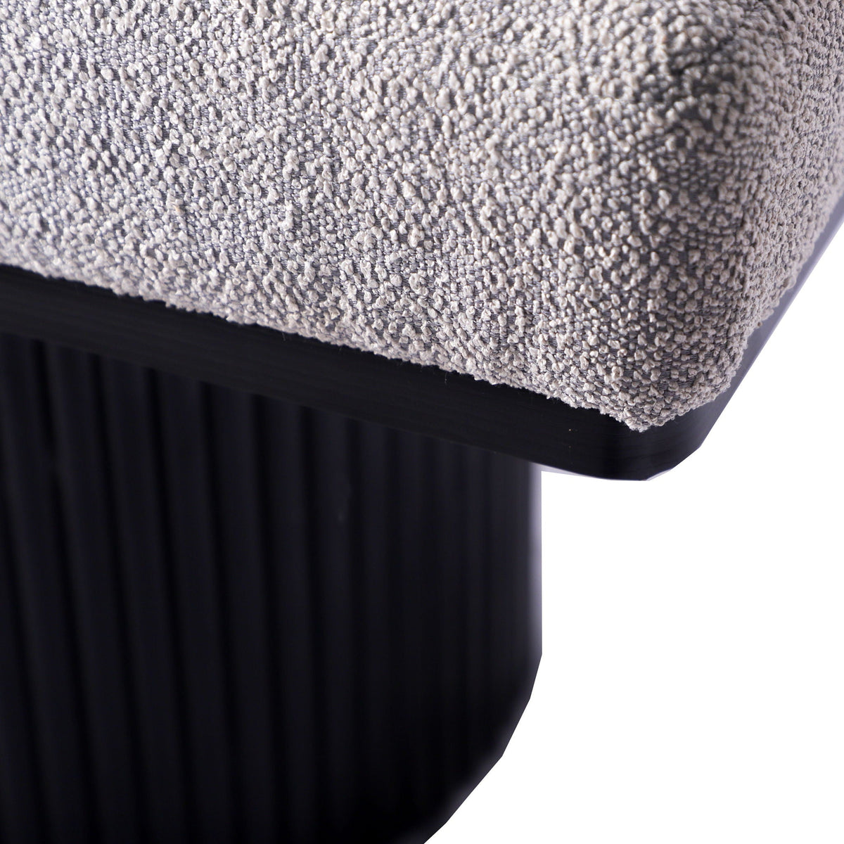 Boucle Upholstered Bench with Chunky Black Legs - Light Gray