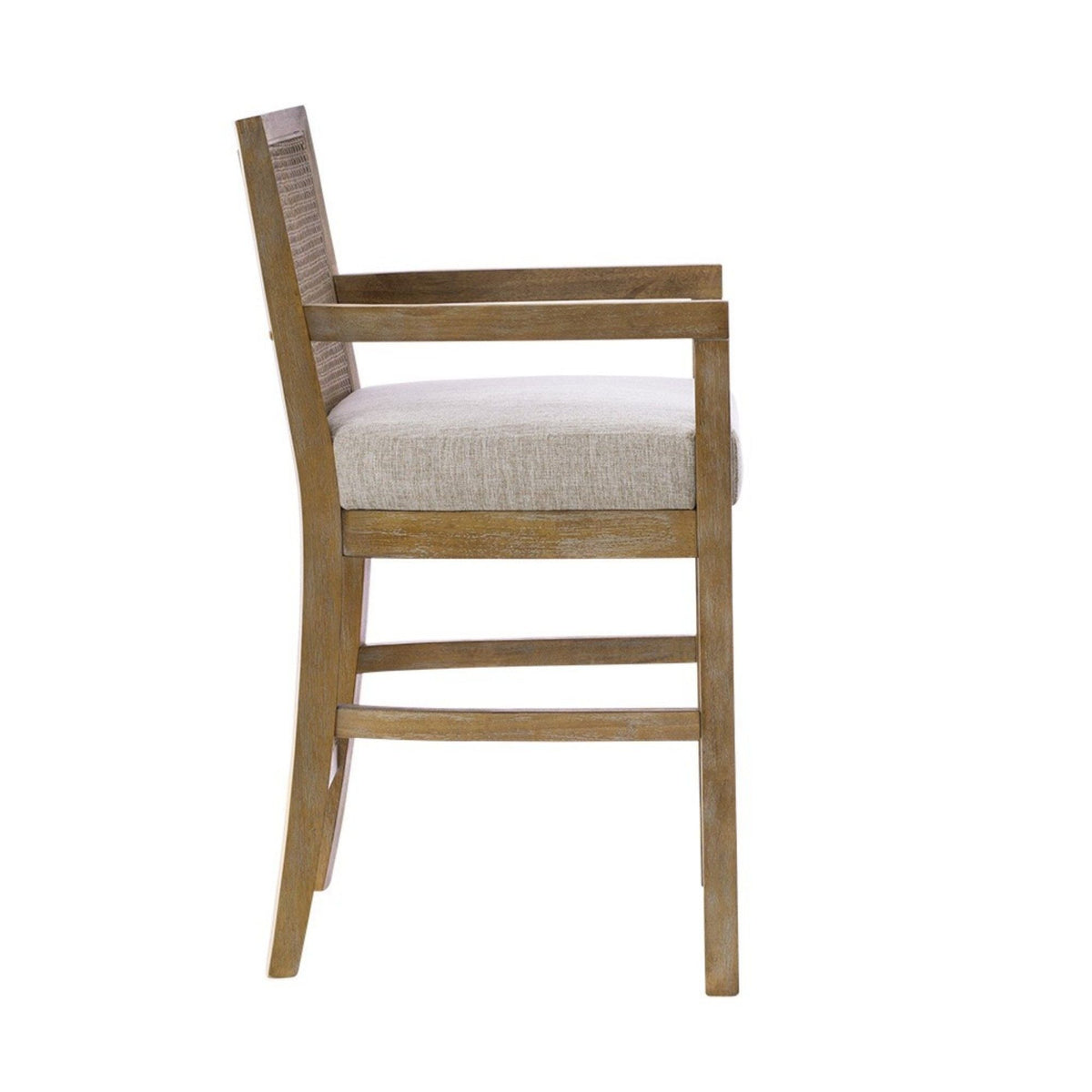 Cane Back Counter Stool with Upholstered Seat - Cream and Reclaimed Natural