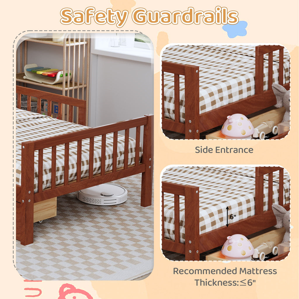 Twin Storage Bed with Headboard Rack & Under-Bed Drawers - Multiple Colors