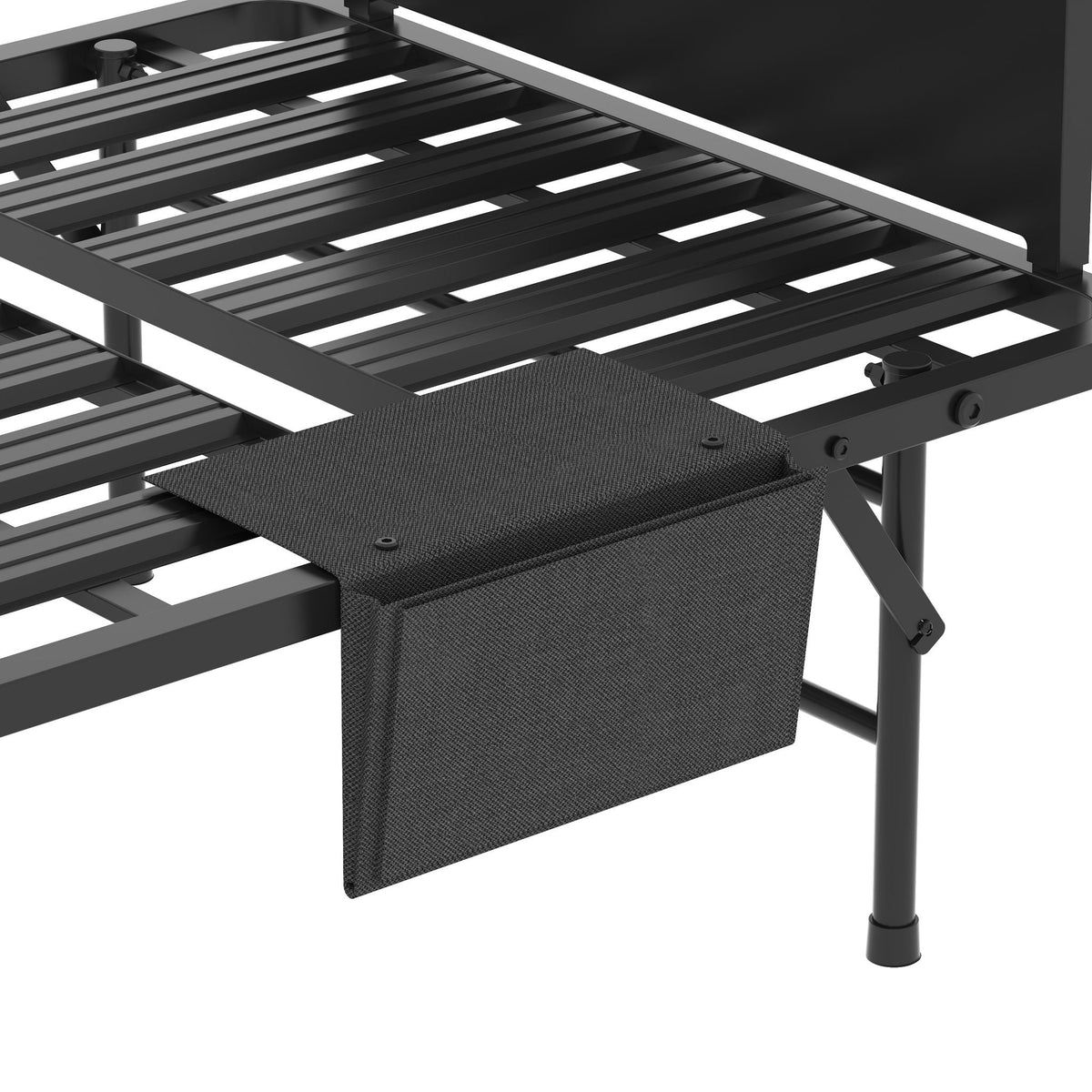 Twin Folding Bed with Adjustable Headboard & Memory Foam Mattress - Black