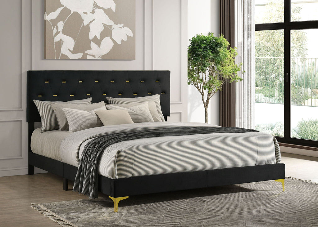 Kendall Upholstered Eastern King Panel Bed Black