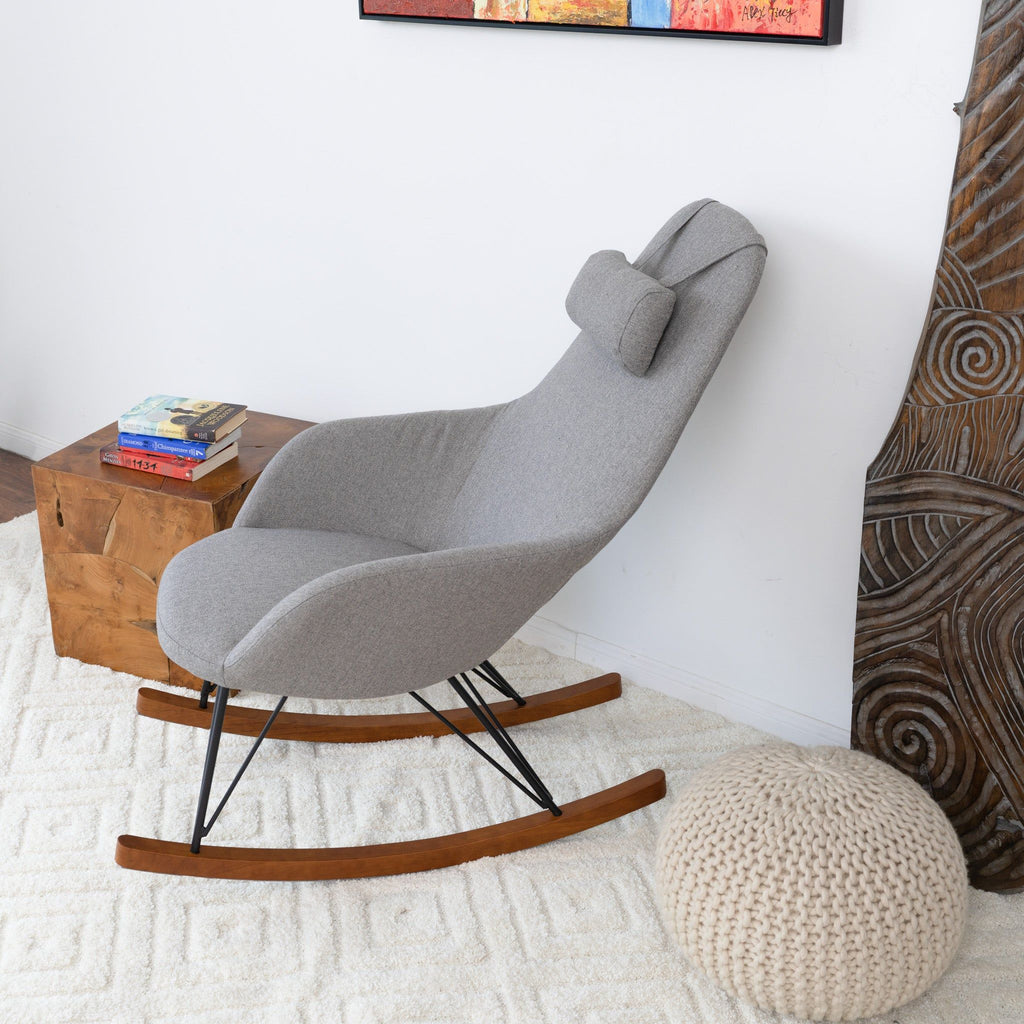 Mid-Century Modern Rocker Chair with High Density Foam - Dark Green or Dark Gray