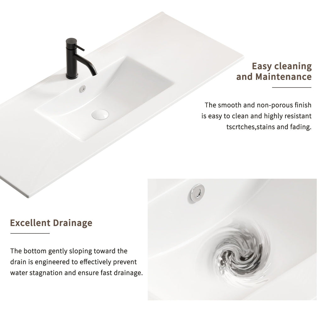 Milk White Bathroom Sink Vanity Top with Thin-Edge Design - 47.64" Wide
