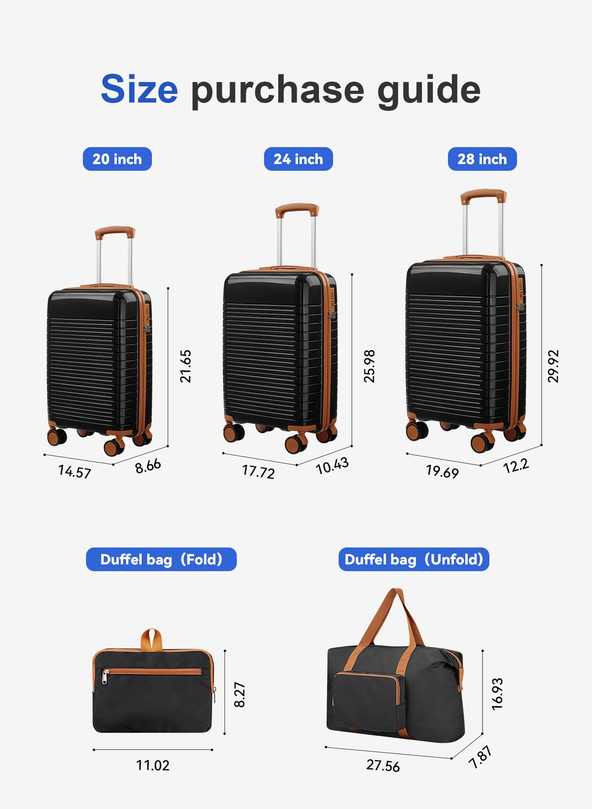 5-Piece Hardside Luggage Set with Spinner Wheels - Polypropylene