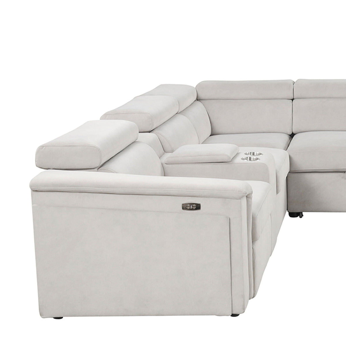 Power Recliner Sleeper Sectional with Adjustable Headrest and Storage - Dark Gray or Beige