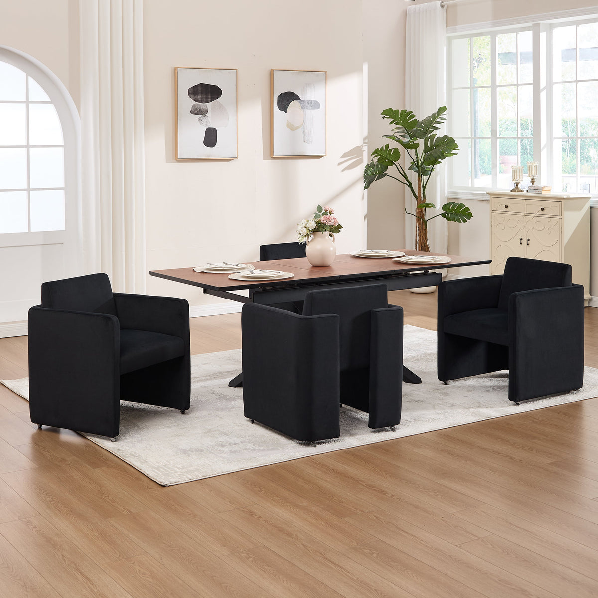 Modern Barrel Dining Chair with Velvet Upholstery - Gray