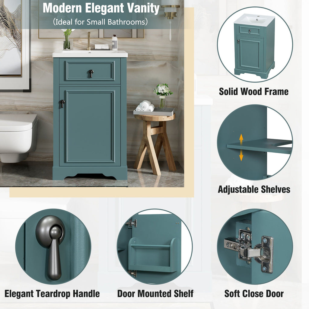 Elegant Bathroom Vanity with Ceramic Sink and Soft-Close Door - Multiple Colors