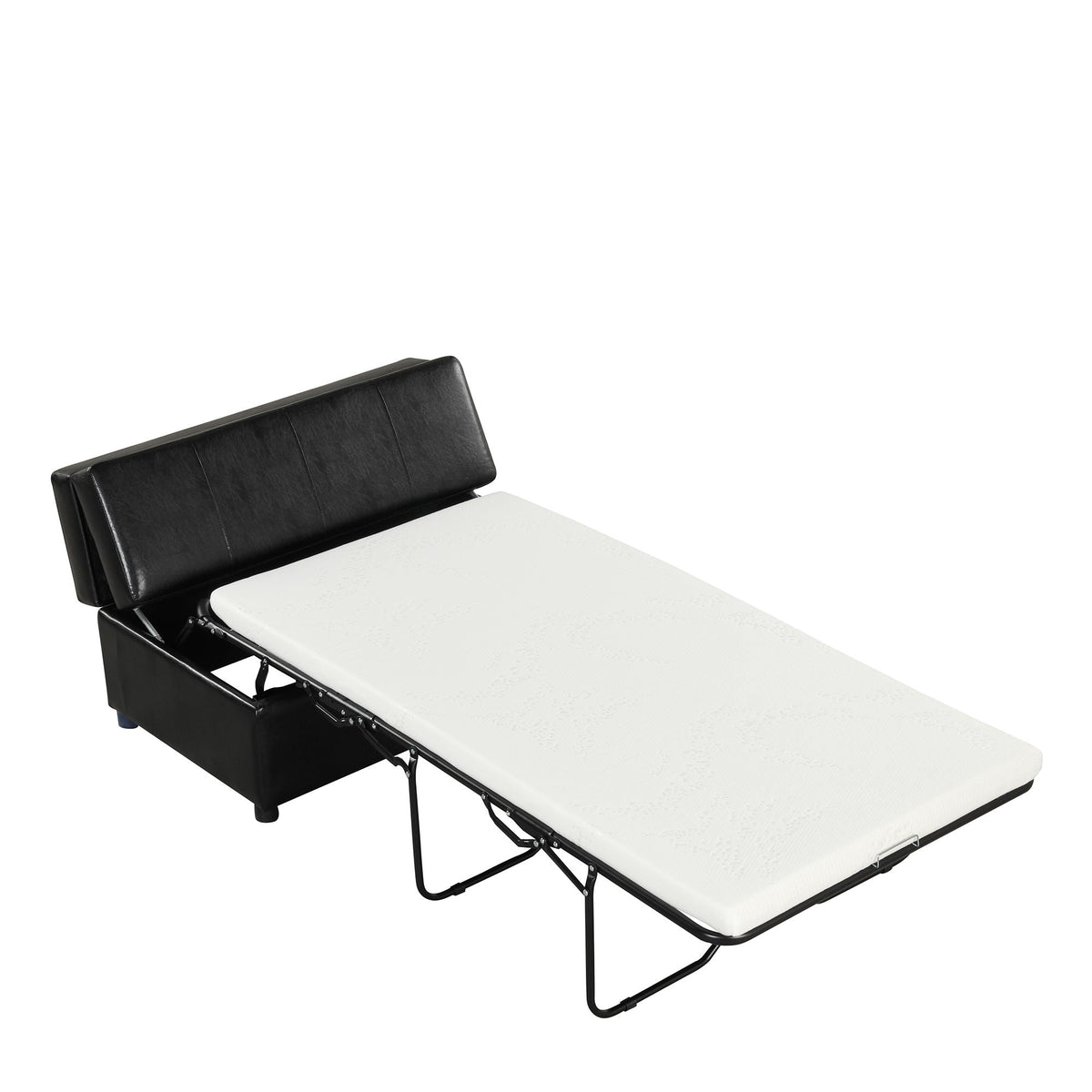 Twin Size Folding Ottoman Sleeper Bed with Mattress - Light Brown, Black, Dark Gray, White