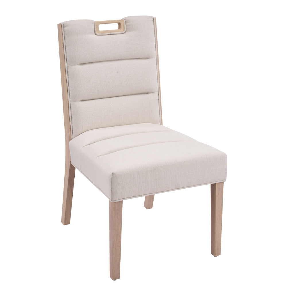 Upholstered Armless Dining Chairs with Solid Rubber Wood Frame - Beige