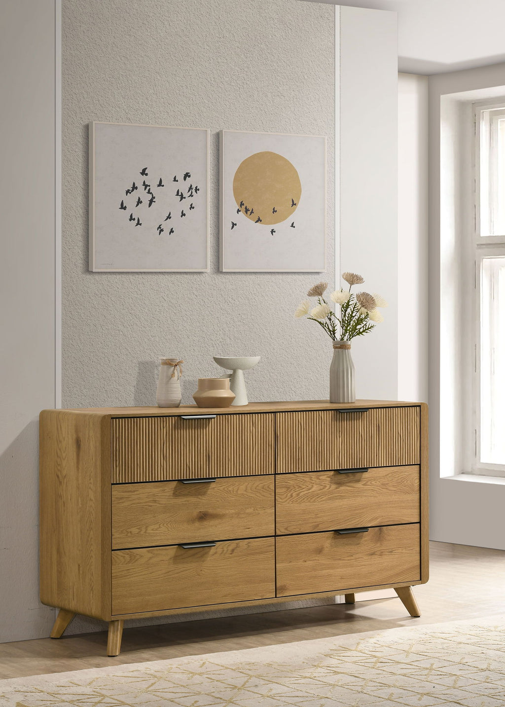 Bennett 6-drawer Bedroom Dresser Cabinet Light Oak