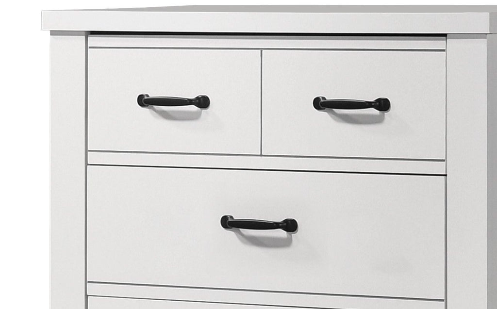 Cassini 5 Drawer Chest with Sleek Black Handles - White