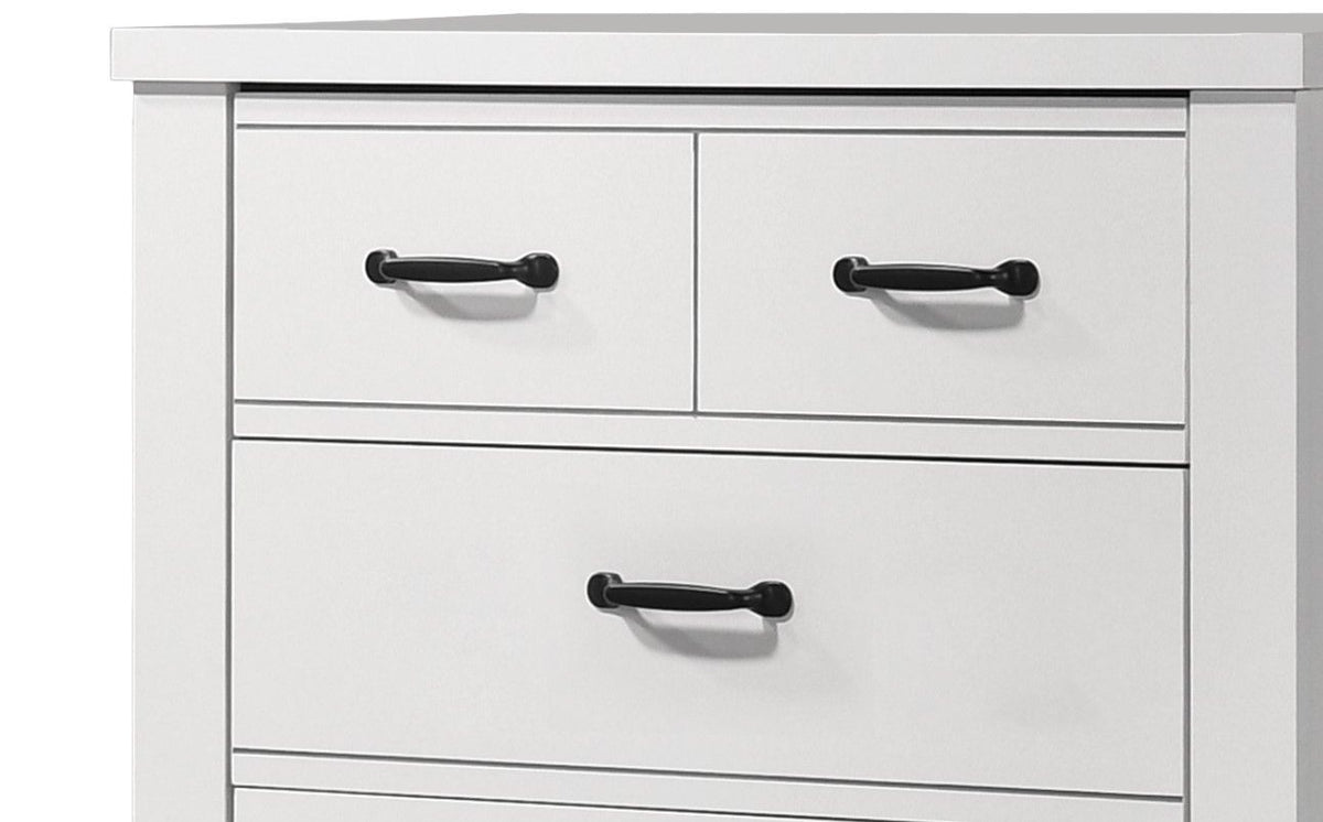 Cassini 5 Drawer Chest with Sleek Black Handles - White