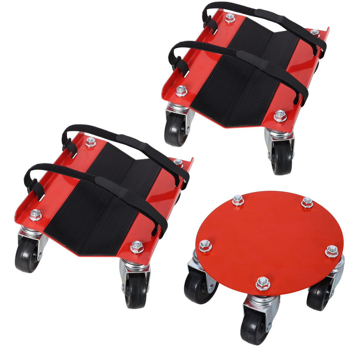 Heavy Duty Snowmobile Dolly V Slide with Swivel Casters - Steel, Red