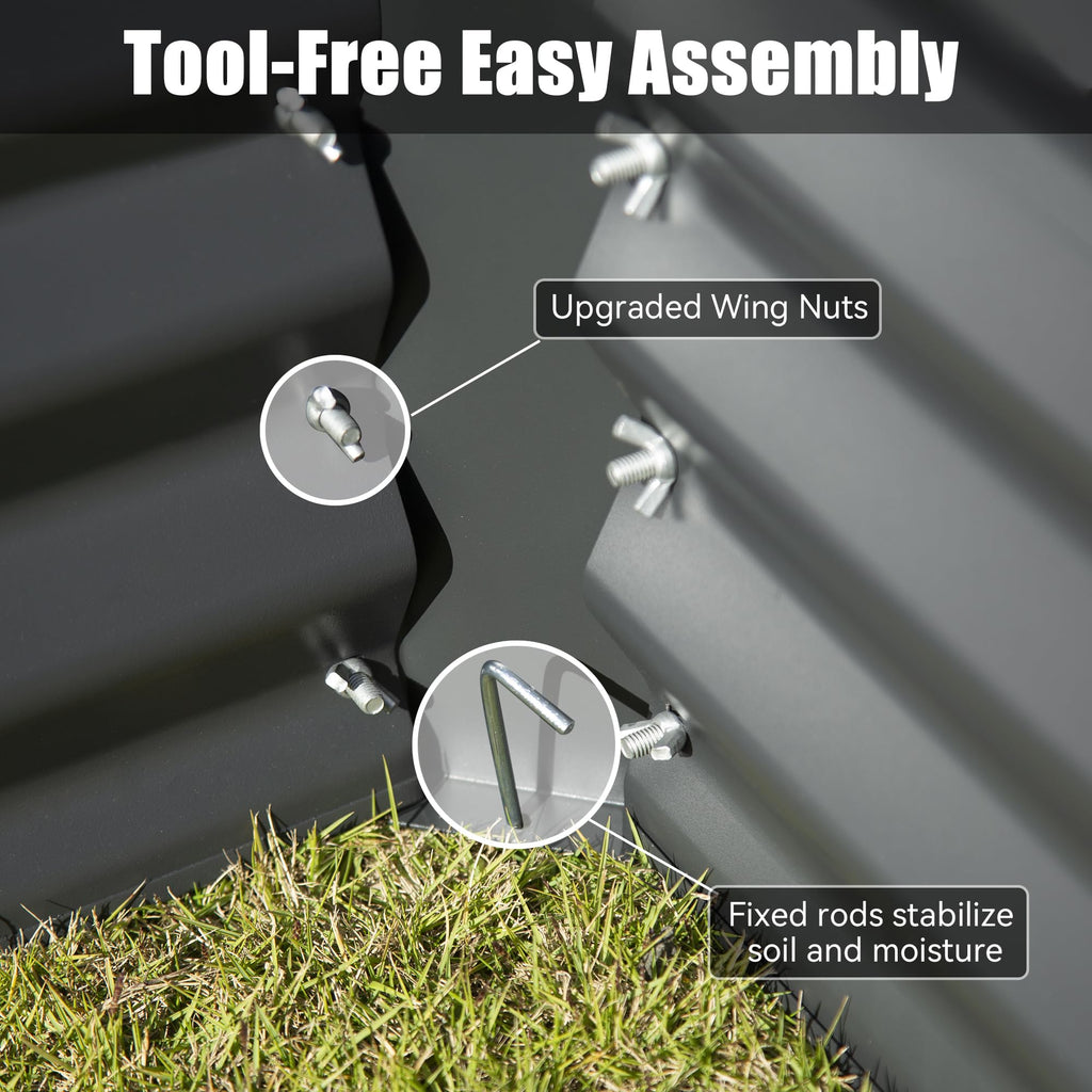 Galvanized Raised Garden Bed with Durable Steel Construction – Gray, Green, or Silver