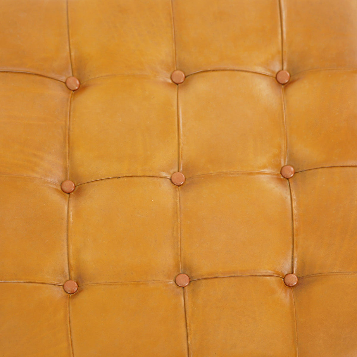Tan Upholstered Bench with Solid Wood Frame - Genuine Leather