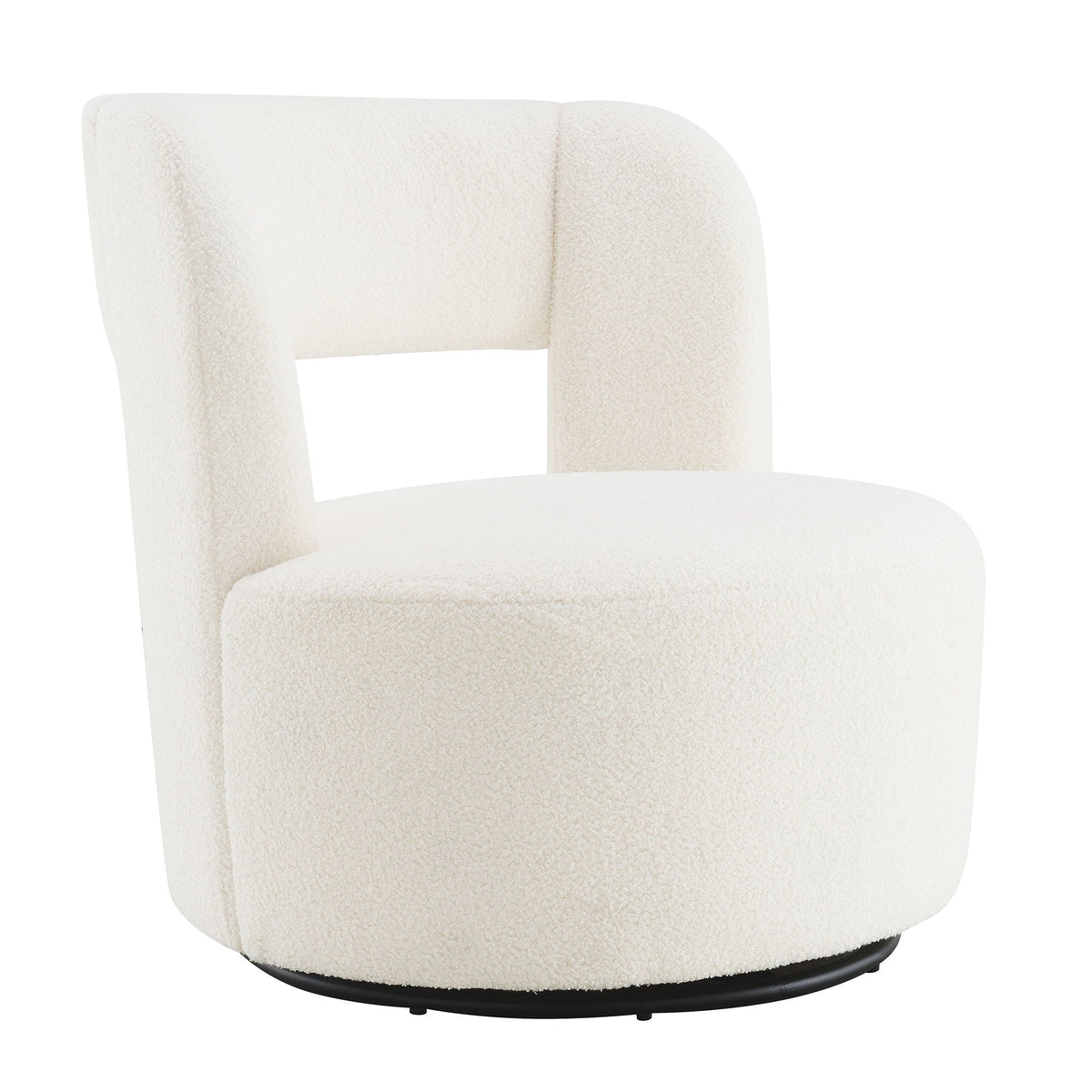 Swivel Barrel Chair with Soft Teddy Fabric - Beige