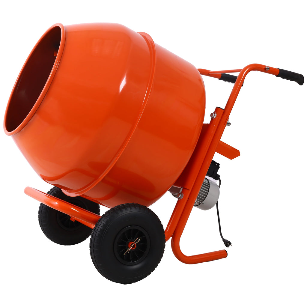 224L 8CUFT Portable Cement Mixer with Steel Drum - Grey