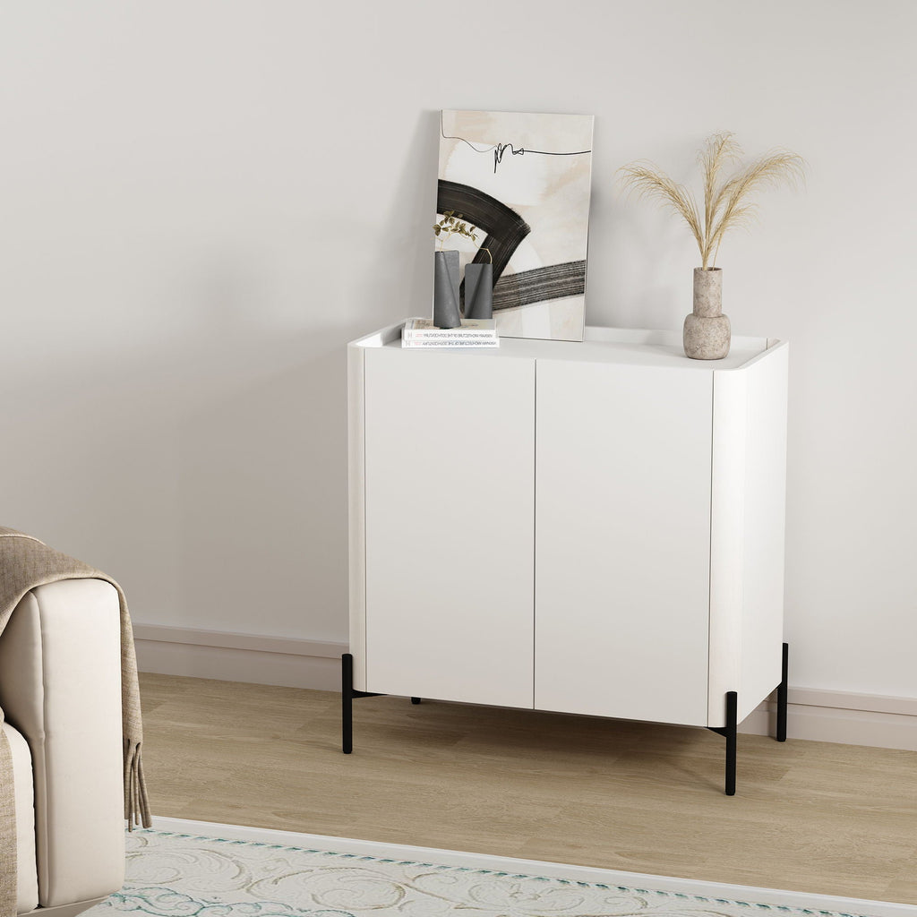 Abbey Accent Cabinet with Soft Close Doors and Rounded Edges - White or Light Brown