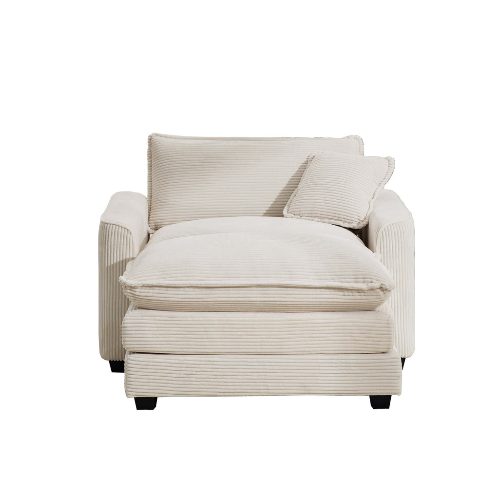 Modern Comfortable Single Chair & Ottoman with Deep Seat - Multiple Colors