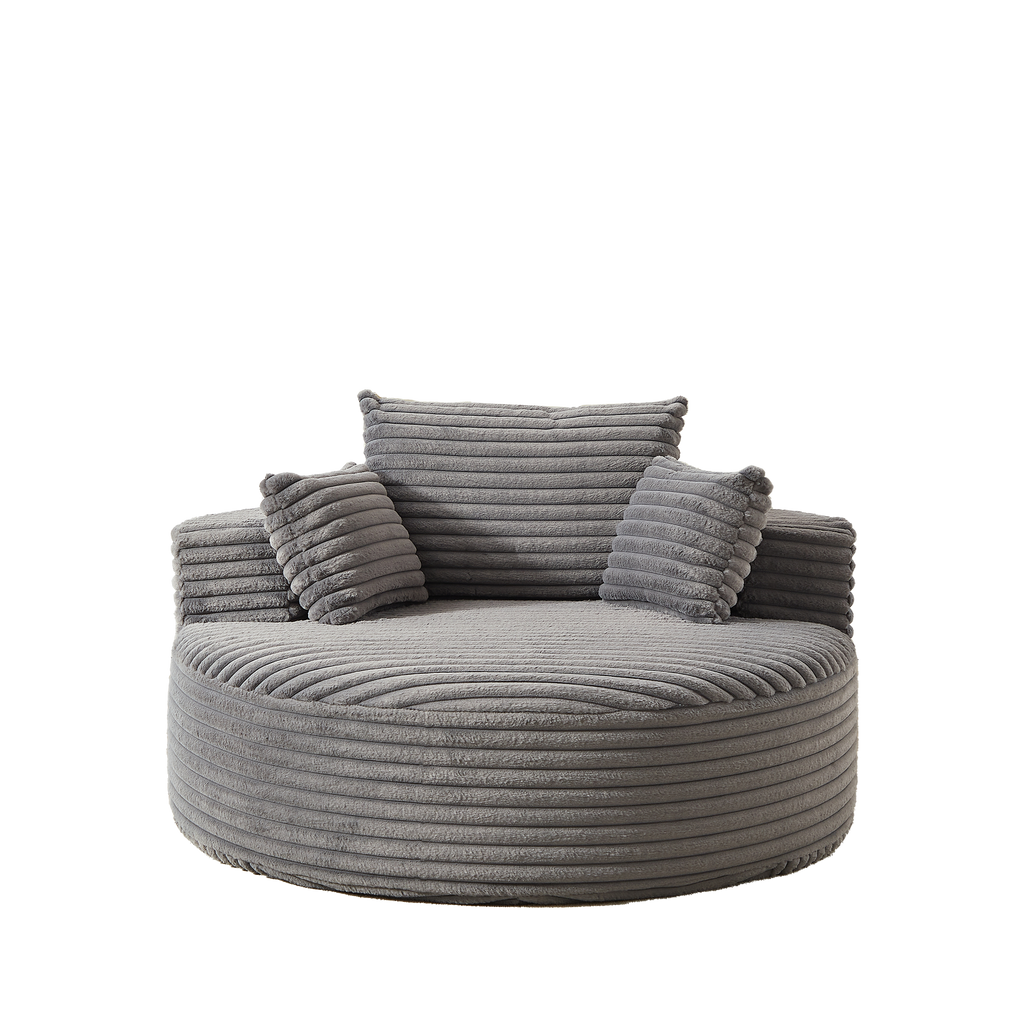 Corduroy Sponge Single Sofa with No Assembly Required - Grey