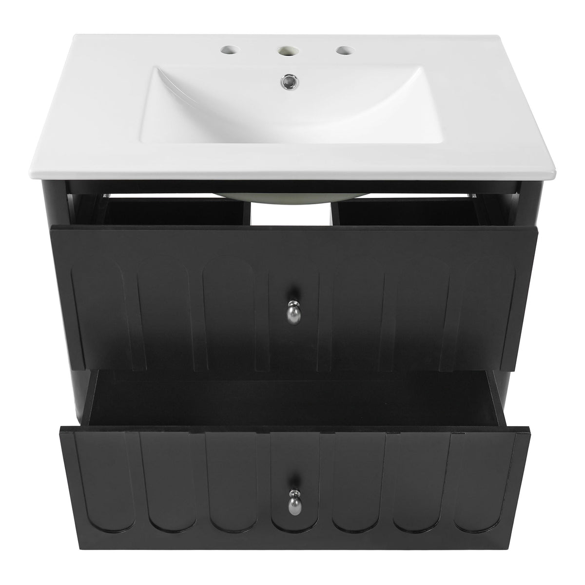 Floating Bathroom Vanity with Soft Close Drawer Slides – White or Black