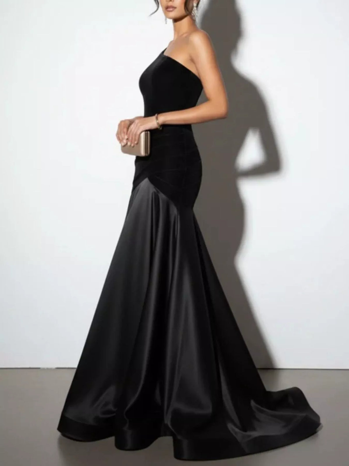 Single Shoulder Floor Length Dress