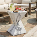 Modern Outdoor Concrete Side Table with Sculptural Design - Gray