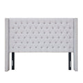 Transitional Upholstery Headboard with Tufted Buttons and Nailhead Trim - Queen, Gray or Blue