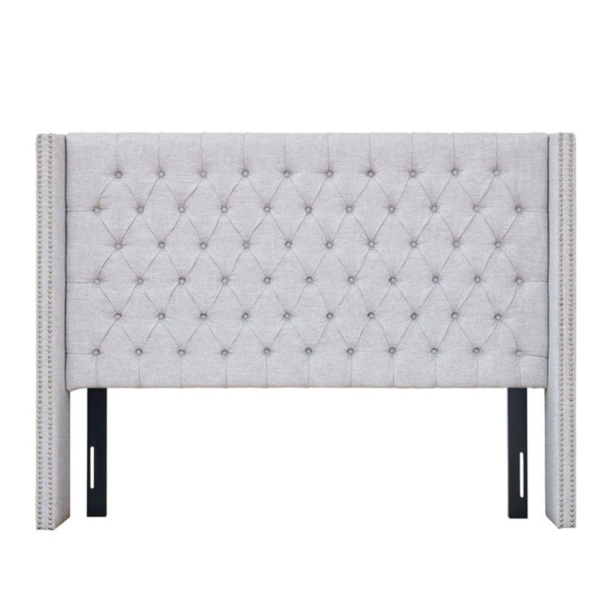 Transitional Upholstery Headboard with Tufted Buttons and Nailhead Trim - Queen, Gray or Blue