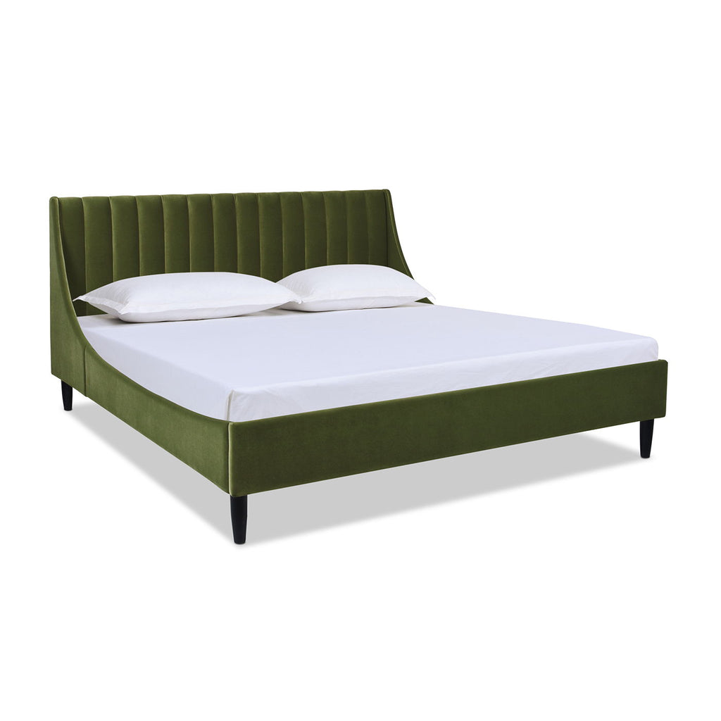 Vertical Tufted Modern Headboard Platform Bed Set with Upholstered Finish - Multiple Colors