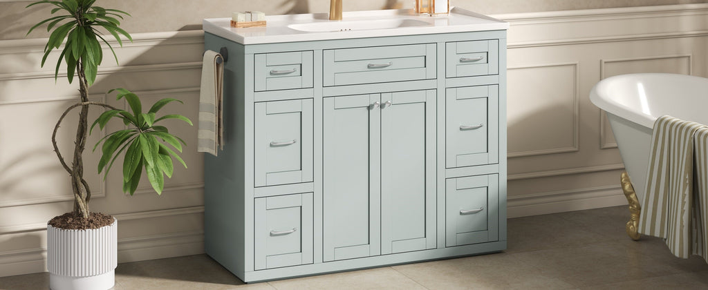 48" Mint Green Bathroom Vanity with Ceramic Sink - Mint Green